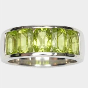2.75 Carat Genuine Green Peridot Band Ring in .925 Sterling Silver